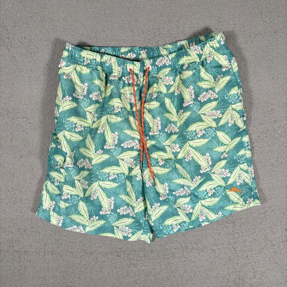 Tommy Bahama Relax Swim Trunks Men’s Size L Blue Green Floral Print Beach Palms - Picture 1 of 10